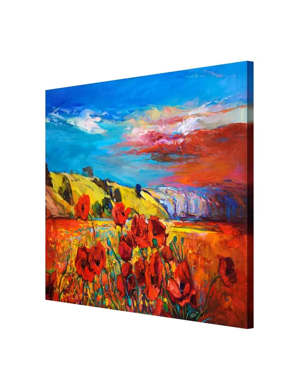 Canvas-Wrapped_Countryside_Red_Poppies_Painting,_24X24_–_Beautiful_Wildflower_Art,_Ideal_for_Home_Décor(FLP24X240445)