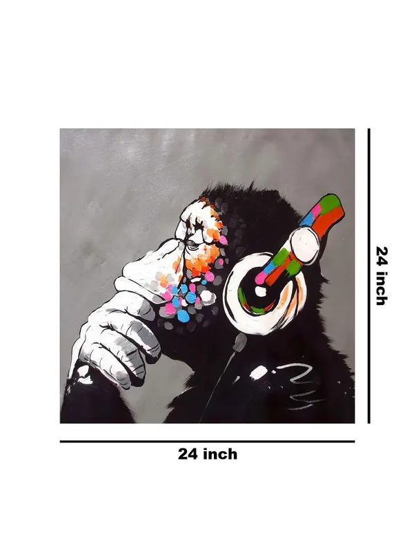 Quirky_Monkey_with_Headphones_Canvas-Wrapped_Painting_Fun_Art_for_Modern_Interiors(FLP24X240308)