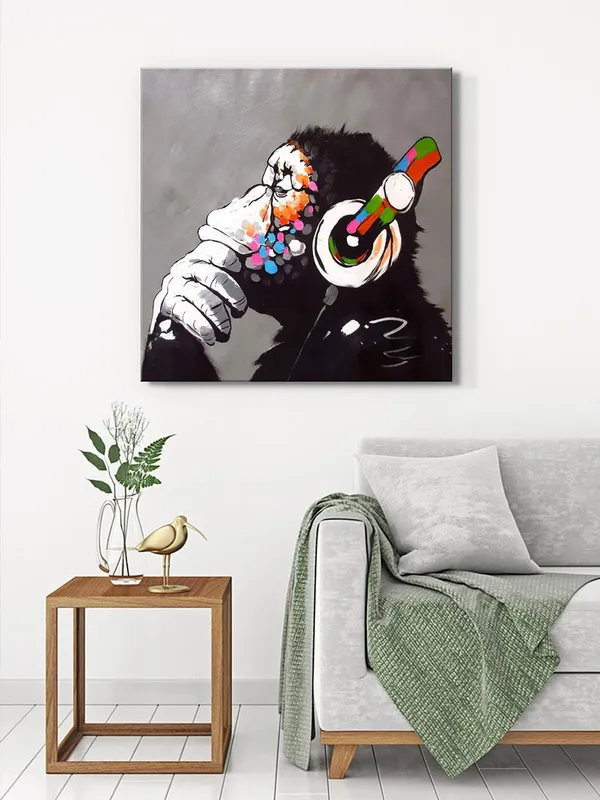 Quirky_Monkey_with_Headphones_Canvas-Wrapped_Painting_Fun_Art_for_Modern_Interiors(FLP24X240308)