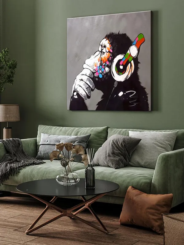 Quirky_Monkey_with_Headphones_Canvas-Wrapped_Painting_Fun_Art_for_Modern_Interiors(FLP24X240308)