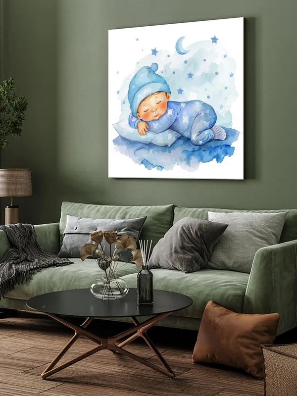 Canvas-Wrapped_Adorable_Baby_Sleeping_Painting_24X24_-_Cute_Wall_Art_for_Nursery(FLP24X240490)