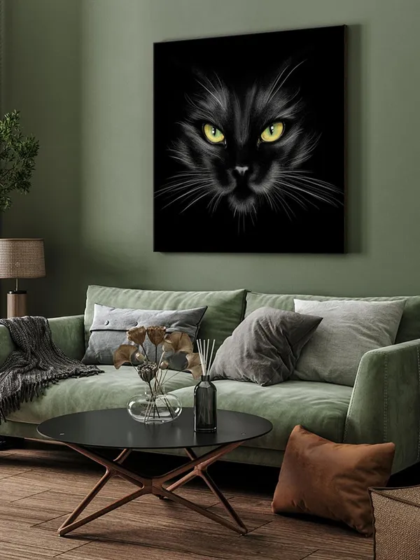 Mysterious_Black_Cat_Canvas-Wrapped_Painting_24X24_-_Enigmatic_Feline_Eyes(FLP24X240349)