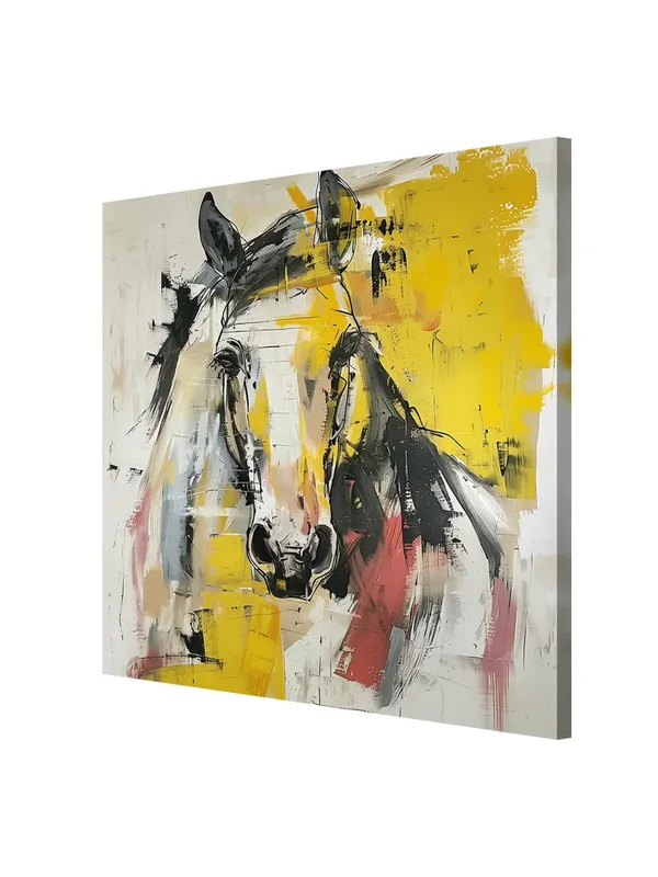 Abstract_Horse_Canvas-Wrapped_Painting_36X36_-_Modern_Art_with_Bold_Yellow_Accents(FLP36X360378)
