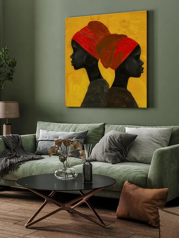 Modern_African_Silhouette_Canvas-Wrapped_Painting_36X36_�_Bold_African_Art_Decor(FLP36X360478)