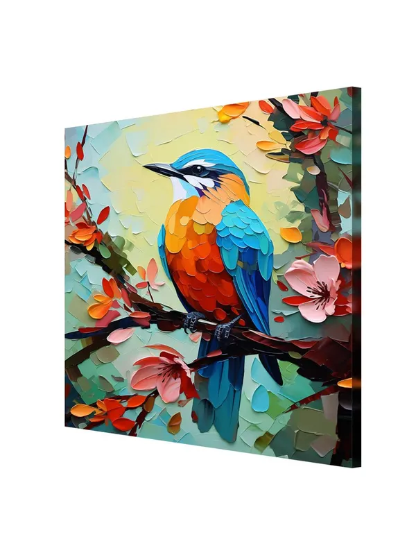 Colorful_Bird_on_Branch_Canvas-Wrapped_Painting_36X36_-_Nature_Art_for_Home_Decor(FLP36X360449)