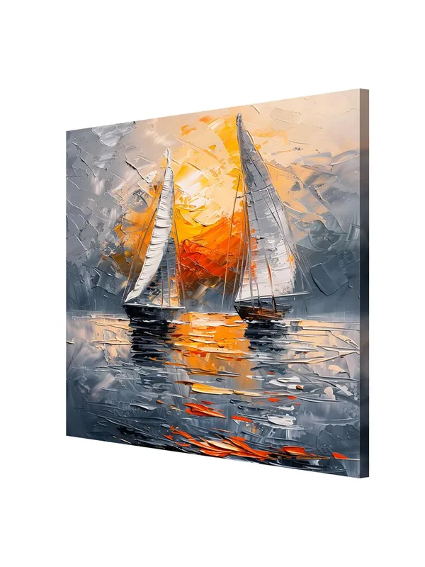 Sailboats_at_Sunset_Canvas-Wrapped_Painting,_24x24_-_Serene_Nautical_Art_for_Relaxing_Ambiance(FLP24X240394)