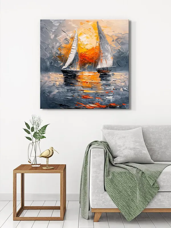 Sailboats_at_Sunset_Canvas-Wrapped_Painting,_24x24_-_Serene_Nautical_Art_for_Relaxing_Ambiance(FLP24X240394)