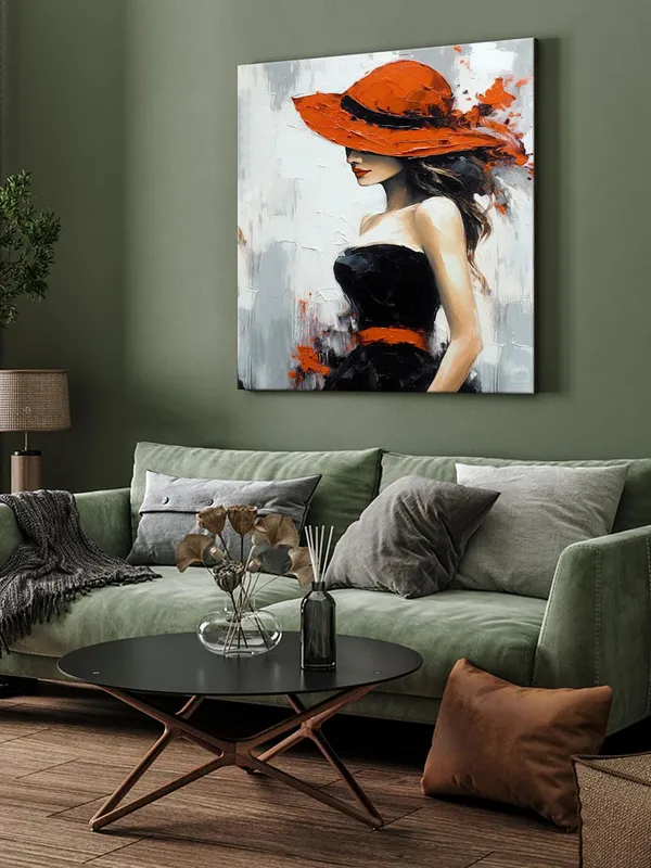 Lady_in_Red_Canvas-Wrapped_Painting_36X36_-_Stylish_Fashion_Artwork(FLP36X360460)
