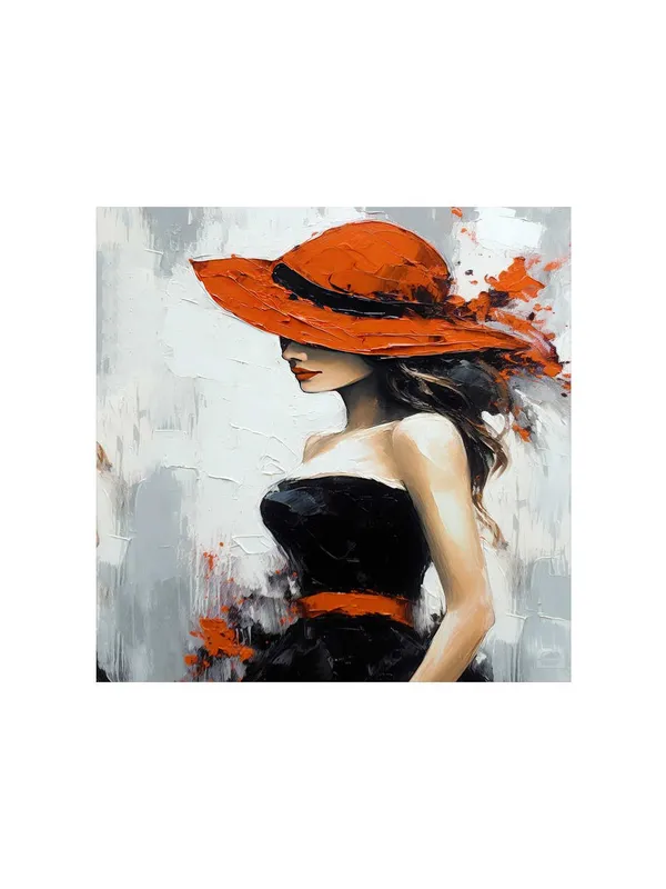 Lady_in_Red_Canvas-Wrapped_Painting_36X36_-_Stylish_Fashion_Artwork(FLP36X360460)