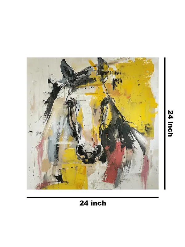 Abstract_Horse_Canvas-Wrapped_Painting_24x24_-_Modern_Art_with_Bold_Yellow_Accents(FLP24X240378)