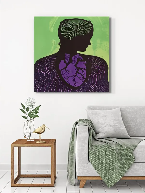 Mystical_Silhouette_with_Heart_Canvas-Wrapped_Painting_-_Size_36X36_-_Thought-Provoking_Art(FLP36X360362)