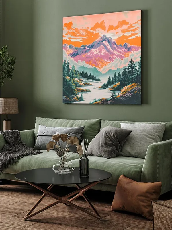 Vibrant_Mountain_Landscape_Canvas-Wrapped_Painting_24x24_-_Sunset_Hues_and_Alpine_Scenery(FLP24X240373)