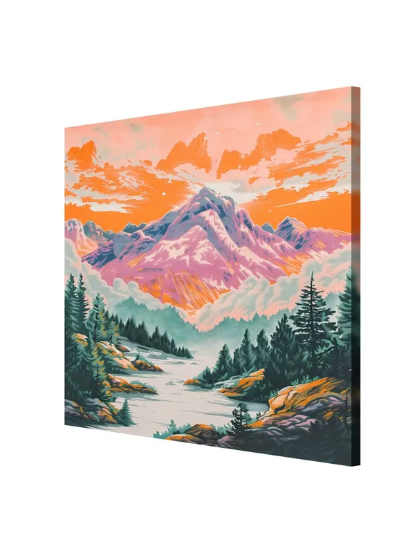 Vibrant_Mountain_Landscape_Canvas-Wrapped_Painting_24x24_-_Sunset_Hues_and_Alpine_Scenery(FLP24X240373)
