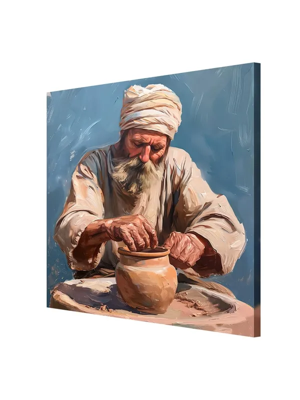 Rustic_Artisan_Canvas-Wrapped_Painting_-_36X36_Inch_-_Traditional_Pottery_Maker_Art_for_Cultural_Interiors(FLP36X360422)