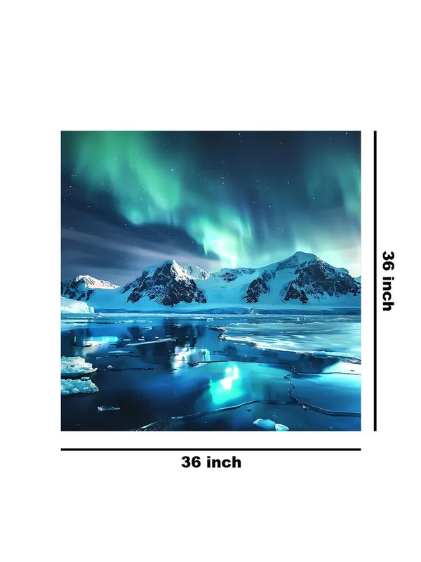 Frozen_Splendor_Canvas-Wrapped_Painting_36X36_-_Icy_Mountains_Under_Green_Sky(FLP36X360342)