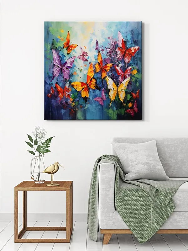 Butterfly_Garden_Canvas-Wrapped_Painting_36X36_-_Vibrant_Nature_Art(FLP36X360461)