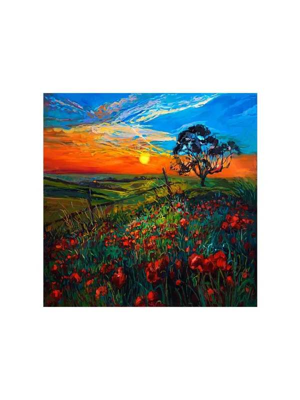 Canvas-Wrapped_Sunset_Over_Field_Painting,_36X36_�_Bright_Horizon,_Nature�s_Beauty,_Perfect_for_Relaxing_Spaces(FLP36X360447)
