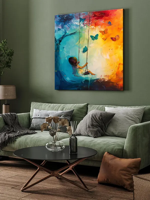 Whimsical_Child_on_Swing_Canvas-Wrapped_Painting_-_24X24_|_Playful_and_Colorful_Wall_Art(FLP24X240436)