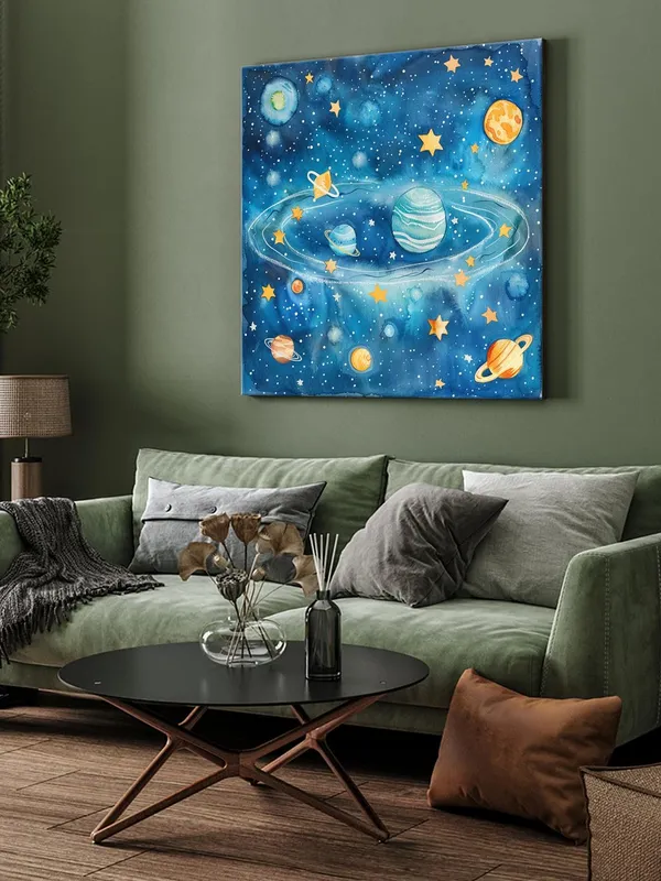 Canvas-Wrapped_Cosmic_Galaxy_Planets_Painting_36X36_-_Ideal_Space_Decor_for_Kids_Room(FLP36X360489)