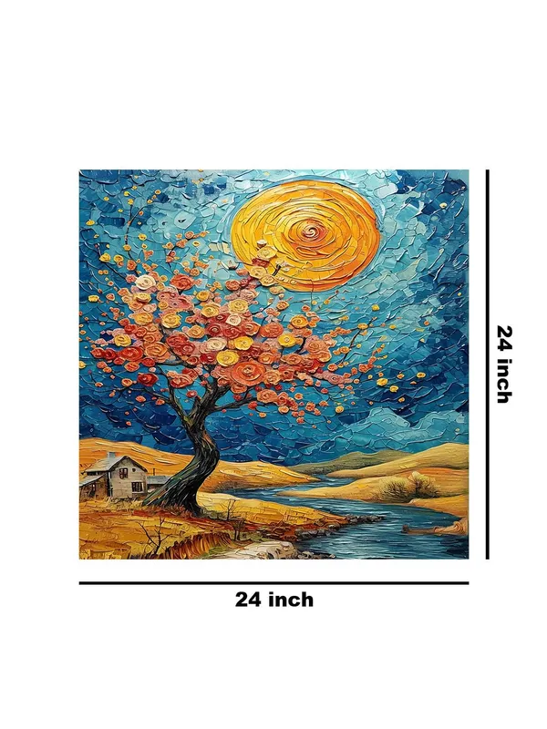 Canvas-Wrapped_Enchanting_Blossom_Tree_with_Sunset_Painting_24X24_-_Landscape_Wall_Art(FLP24X240497)