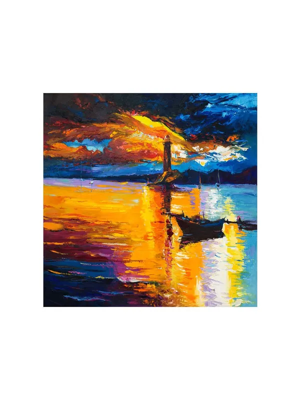 Lighthouse_at_Sunset_Canvas-Wrapped_Painting,_Radiant_Coastal_Decor(FLP36X360314)