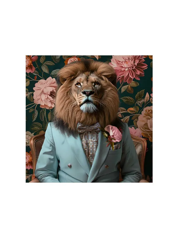 Lion_in_Elegant_Blue_Suit_Canvas-Wrapped_Painting_24x24_-_Contemporary_Wall_Art(FLP24X240330)