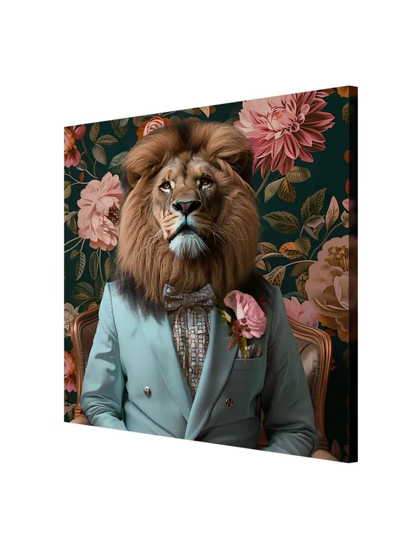 Lion_in_Elegant_Blue_Suit_Canvas-Wrapped_Painting_24x24_-_Contemporary_Wall_Art(FLP24X240330)