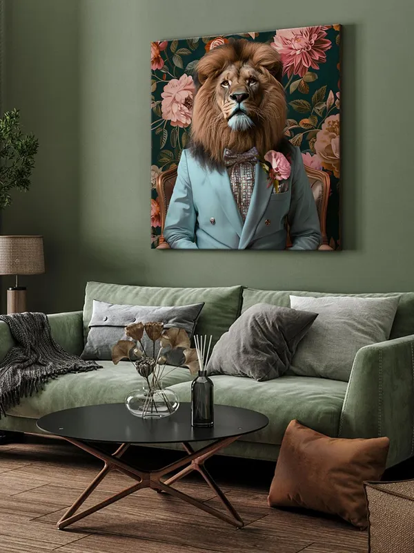 Lion_in_Elegant_Blue_Suit_Canvas-Wrapped_Painting_24x24_-_Contemporary_Wall_Art(FLP24X240330)
