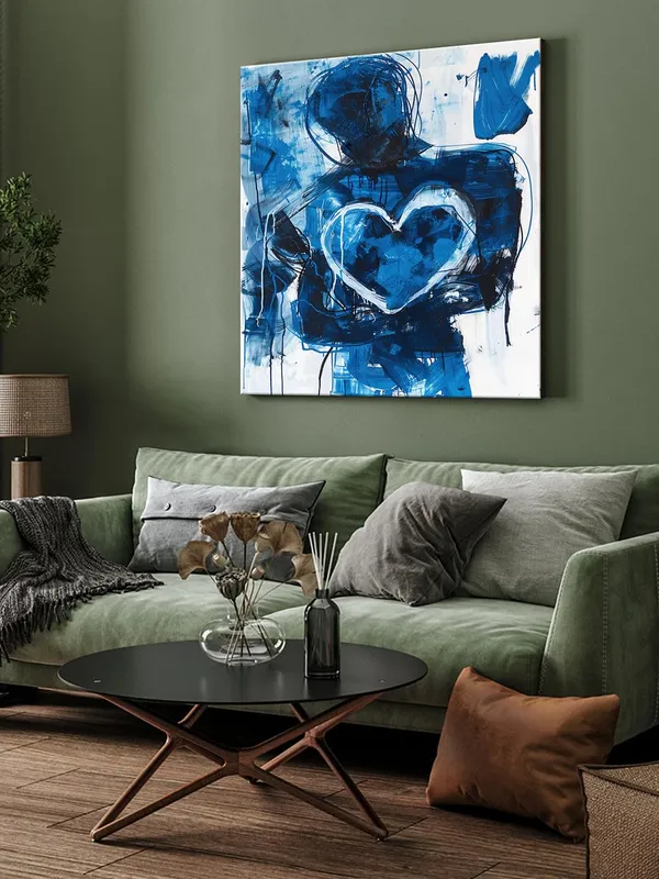 Abstract_Blue_Heart_Canvas-Wrapped_Painting_24x24_-_Modern_Art_with_Emotional_Expression(FLP24X240368)