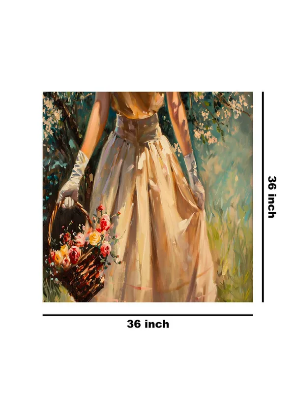 Vintage_Elegance_Lady_with_Basket_Canvas-Wrapped_Painting_-_36X36_|_Romantic_and_Timeless_Decor(FLP36X360431)