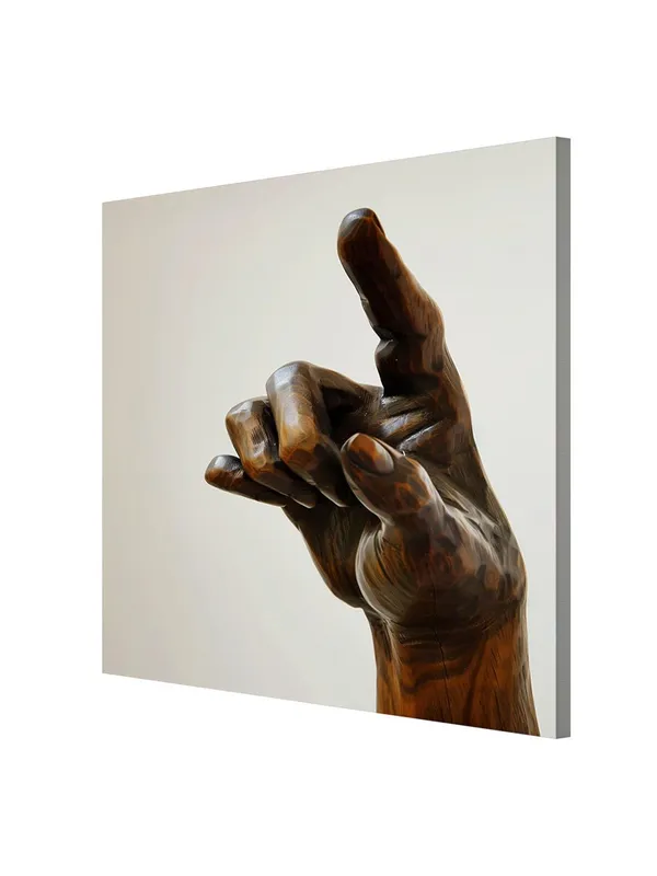 Wooden_Hand_Sculpture_Canvas-Wrapped_Painting_-_36X36_|_Rustic_and_Elegant_Art_Piece_for_Decor(FLP36X360429)