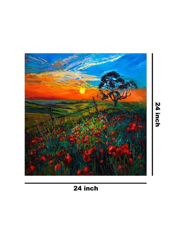 Canvas-Wrapped_Sunset_Over_Field_Painting,_24X24_–_Bright_Horizon,_Nature’s_Beauty,_Perfect_for_Relaxing_Spaces(FLP24X240447)