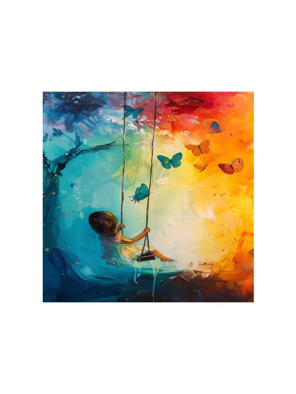 Whimsical_Child_on_Swing_Canvas-Wrapped_Painting_-_36X36_|_Playful_and_Colorful_Wall_Art(FLP36X360436)