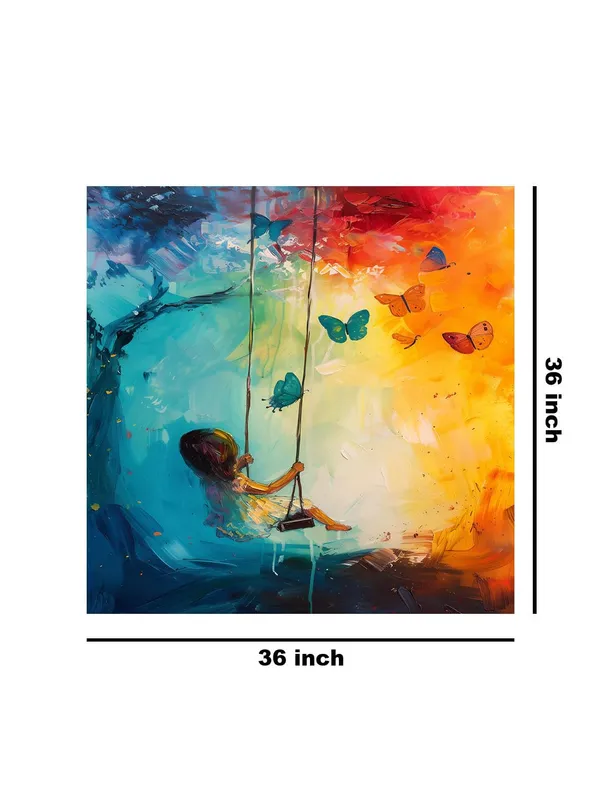 Whimsical_Child_on_Swing_Canvas-Wrapped_Painting_-_36X36_|_Playful_and_Colorful_Wall_Art(FLP36X360436)
