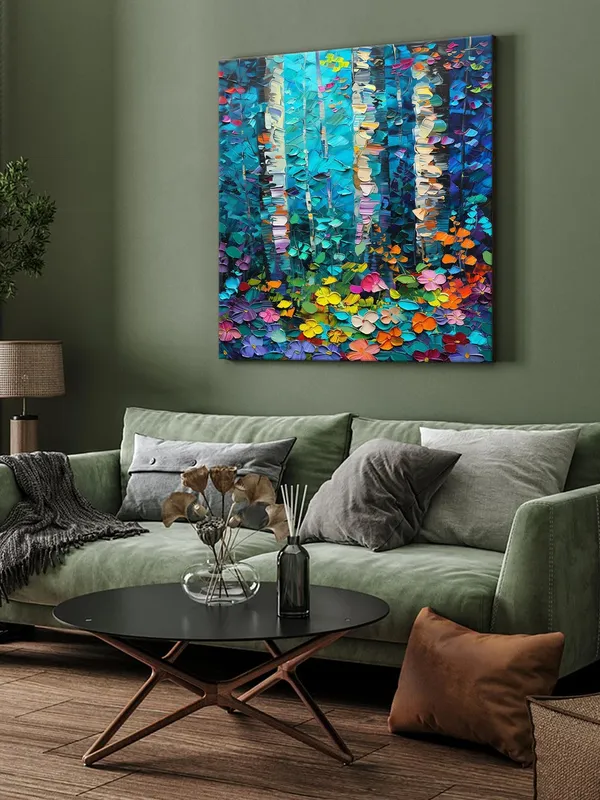 Birch_Forest_Canvas-Wrapped_Painting,_36X36_-_Lively_Abstract_Nature_Art_for_Home_or_Office(FLP36X360399)