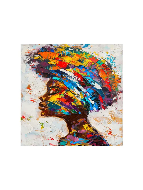 Colorful_Woman_Profile_Canvas-Wrapped_Painting_36X36_�_Bright_Multicolor_African_Art(FLP36X360482)