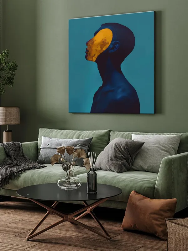Minimalist_Yellow_Mask_Portrait_Canvas-Wrapped_Painting_-_Size_36X36_-_Modern_Expression(FLP36X360363)