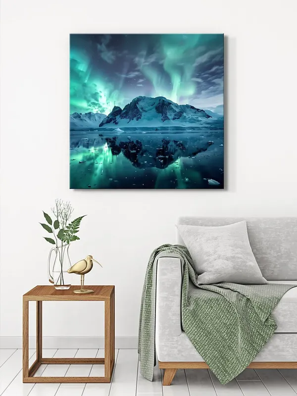 Serene_Glow_Canvas-Wrapped_Painting_36X36_-_Arctic_Landscape_with_Aurora_Borealis(FLP36X360340)