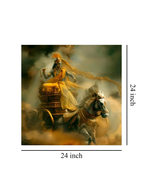 Canvas_Wrapped_Painting_of_Krishna_Riding_Chariot_-_Divine_Art_for_Spiritual_Spaces_-_24X24_Inches(FLP24X240542)