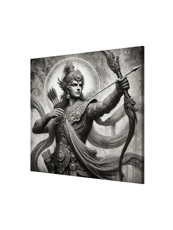 Arjuna_the_Archer_in_Battle_Canvas-Wrapped_Painting,_–_Black_and_White_Epic_Art_24X24_Inches_(FLP24X240530)