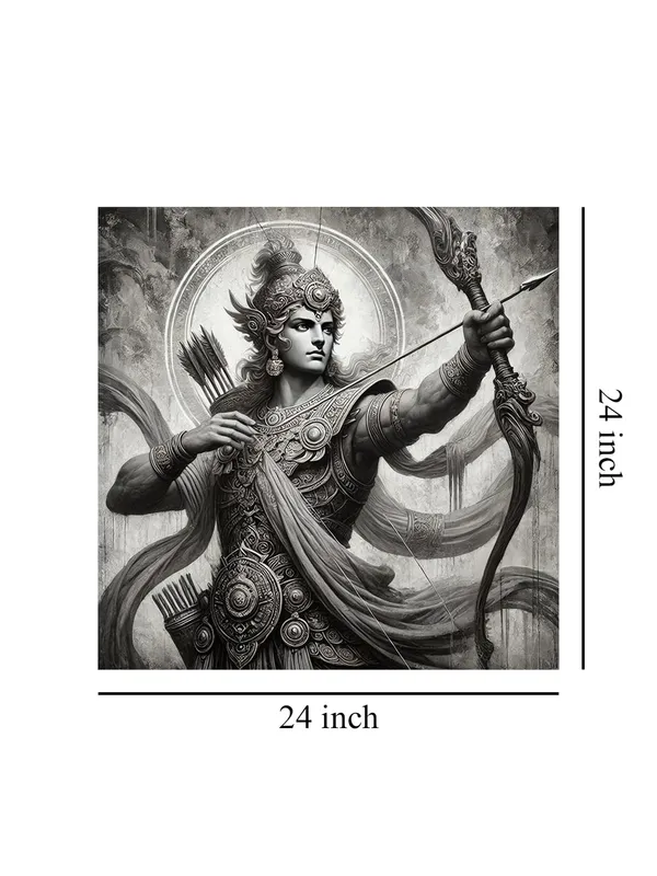 Arjuna_the_Archer_in_Battle_Canvas-Wrapped_Painting,_–_Black_and_White_Epic_Art_24X24_Inches_(FLP24X240530)