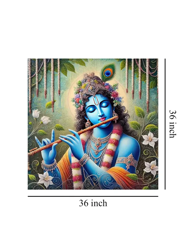 Floral_Krishna_Canvas_Painting_-_Hindu_Spiritual_Art_for_Home_and_Temple_Decor_36X36_Inches_(FLP36X360536)