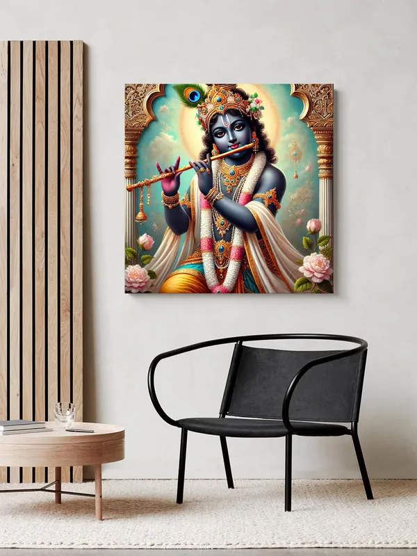 Krishna_with_Flute_Canvas_Painting_-_Divine_Art_for_Home_and_Meditation_Spaces_24X24_Inches_(FLP24X240538)