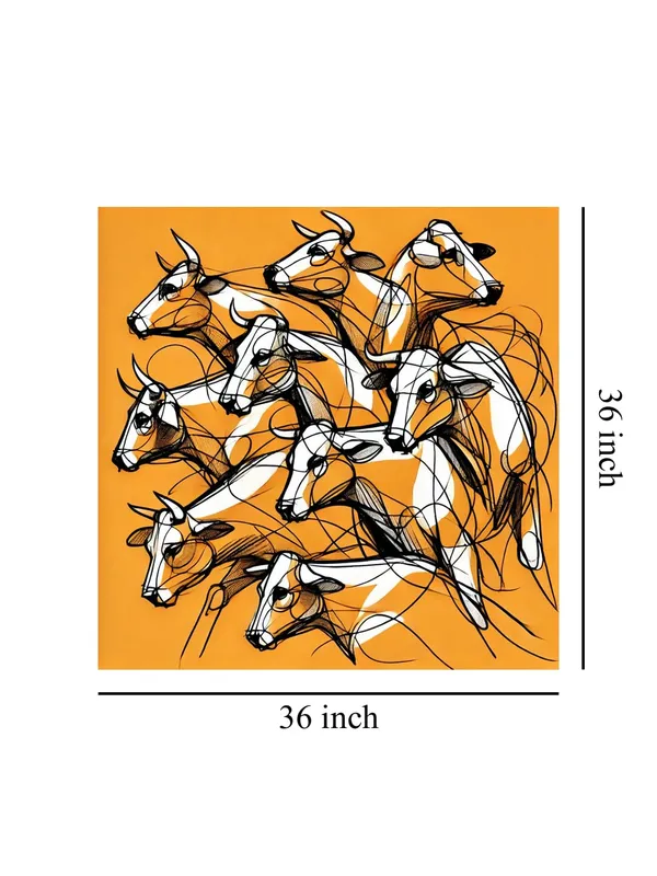 Canvas_Wrapped_Painting_of_Running_Bulls_-_Dynamic_Art_for_Bold_Living_Rooms_-_36X36_Inches(FLP36X360556)