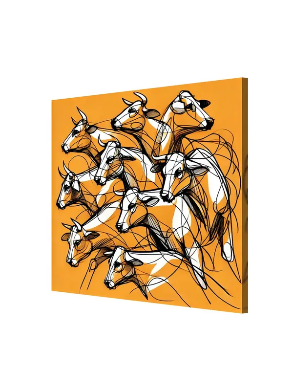Canvas_Wrapped_Painting_of_Running_Bulls_-_Dynamic_Art_for_Bold_Living_Rooms_-_36X36_Inches(FLP36X360556)