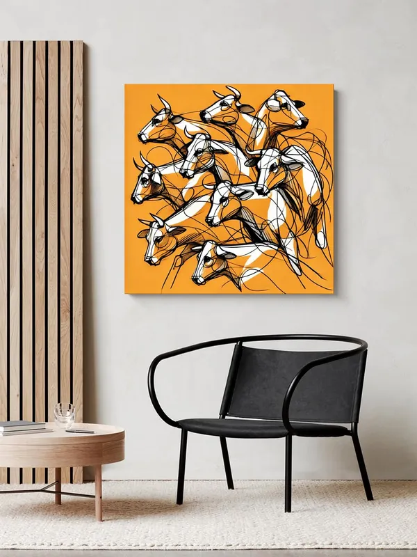Canvas_Wrapped_Painting_of_Running_Bulls_-_Dynamic_Art_for_Bold_Living_Rooms_-_36X36_Inches(FLP36X360556)