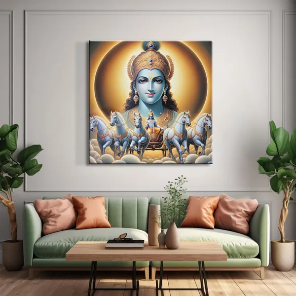 Radiant_Sun_God_on_Chariot_Canvas-Wrapped_Painting,_�_Spiritual_Art_for_Meditation_36X36_Inches_(FLP36X360521)