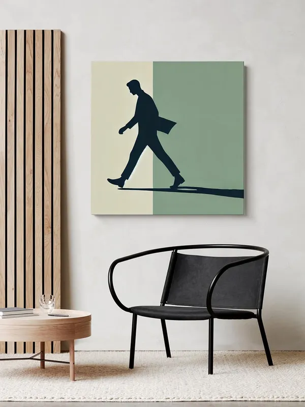Walking_Silhouette_Canvas-Wrapped_Painting_|_Contemporary_Art_for_Office,_Study,_and_Modern_Interiors_24X24_Inches(FLP24X240508)