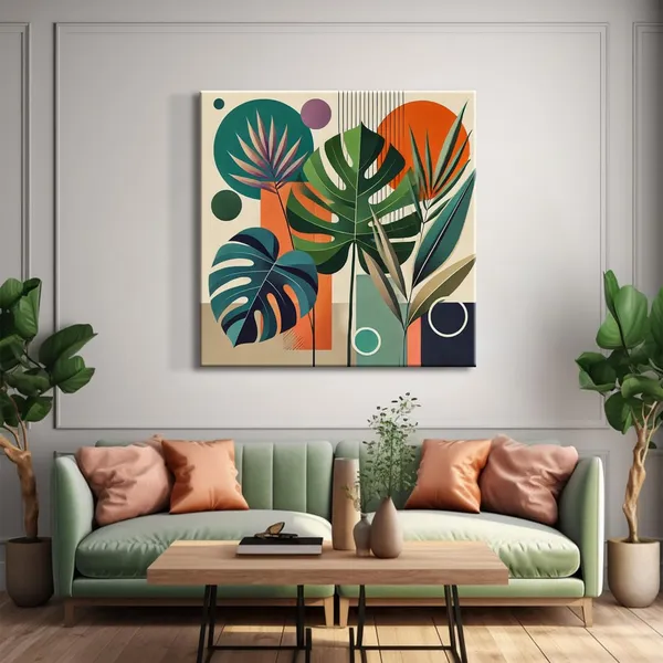 Canvas_Wrapped_Geometric_Botanical_Painting_-_Vibrant_Decor_for_Contemporary_Interiors_-_24X24_Inches(FLP24X240563)