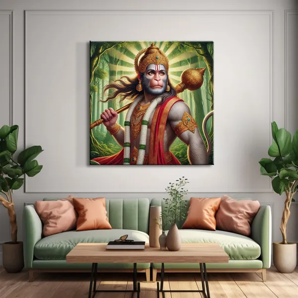 Canvas_Wrapped_Painting_of_Hanuman_in_Forest_-_Divine_Art_for_Yoga_Studios_and_Spiritual_Spaces_-36X36_Inches(FLP36X360515)